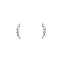 10k white gold diamond curved earrings