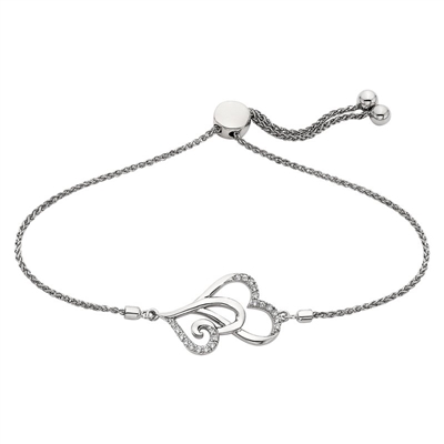 sterling silver & white topaz bolo heart bracelet