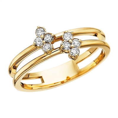 14k yellow gold diamond quatrefoil cluster ring
