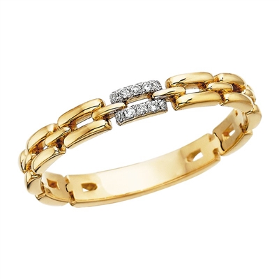 10k yellow gold diamond panther link stackable ring