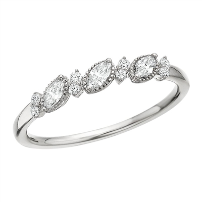 14k white gold 3 stone diamond marquise band