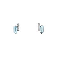 10k white gold baguette blue topaz & diamond earrings