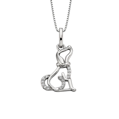 sterling silver white topaz dog necklace