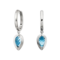 sterling silver & pear blue topaz drop earrings