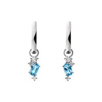 sterling silver blue & white topaz drop hoop earrings