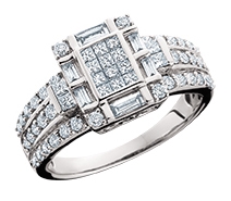 Princess cut & baguette diamond ring