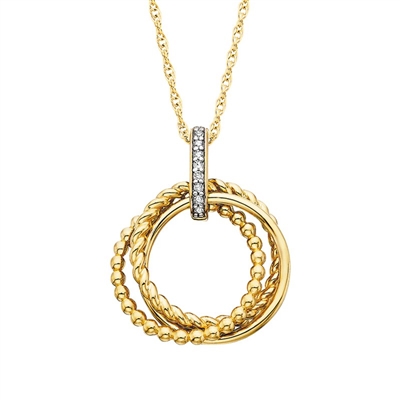 sterling silver with gold vermeil plating white sapphire gathered circle necklace