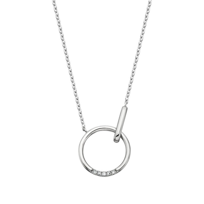sterling silver & diamond circle necklace