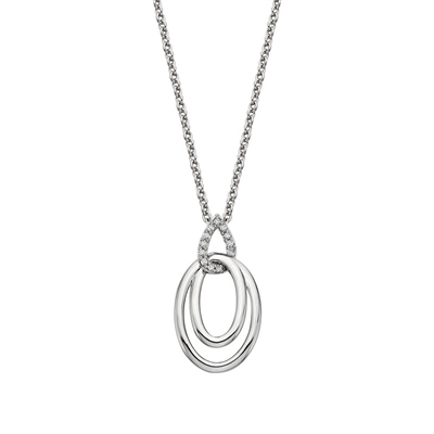 sterling silver & diamond double oval necklace