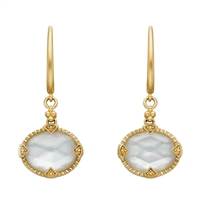 14k yellow gold rose cut mother of pearl Etruscan earrings