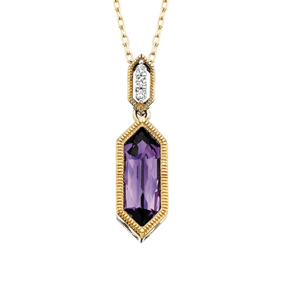 10k yellow gold amethyst hexagon necklace