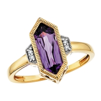 10k yellow gold amethyst hexagon ring