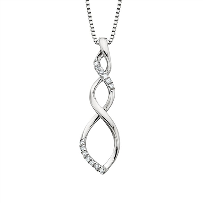 sterling silver & diamond spiral necklace