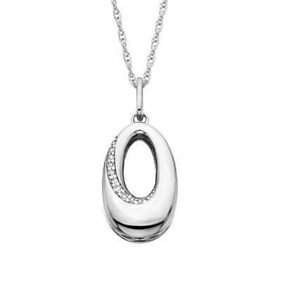 sterling silver & diamond oval necklace