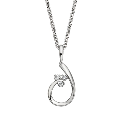 sterling silver & diamond trefoil necklace