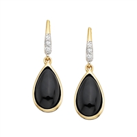 sterling silver & gold vermeil plated onyx & diamond earrings