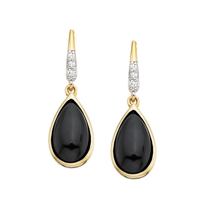 sterling silver & gold vermeil plated onyx & diamond earrings