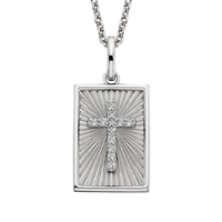 sterling silver white topaz framed cross necklace