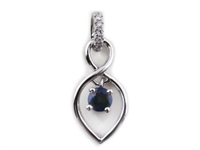 14k white gold diamond and sapphire necklace