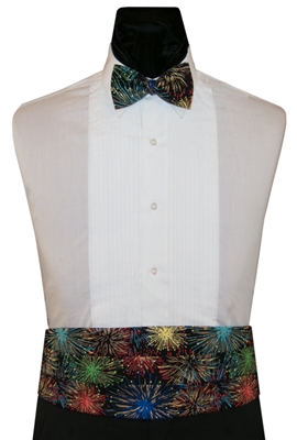 Rainbow Gold Sparklers Cummerbund & Bow Set