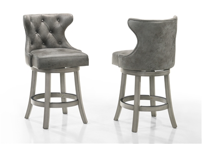 Tufted Back Antique Gray 26" Counter Stools