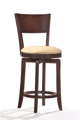 24" Counter Stools Swivel Solid Wood Cappuccino Finish