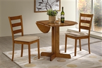 3 Piece Dining Set. 36" Drop Leaf Table with Two Chairs All Light Oak Finish