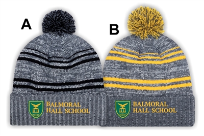 Balmoral Hall Striped Lined Pom Pom Toque