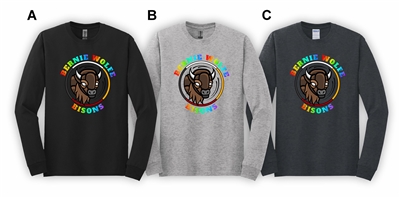 Bernie Wolfe School Gildan Long Sleeve Pride Logo