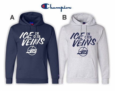 St. Eustache Jets Champion Fleece Hood Ice Logo