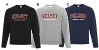 Kelsey School Staff ATC Fleece Crew Arch Logo