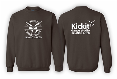 Kickit Dance Island Lakes Gildan Brown Fleece Crew