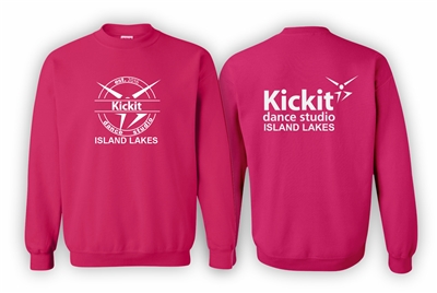Kickit Dance Island Lakes Gildan Pink Fleece Crew