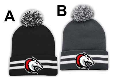 Stallions Striped Cuff Pom Pom Toque