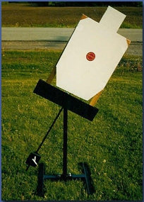 Swinging Pendulum Steel Target Stand - Paper or Cardboard - Dual Post