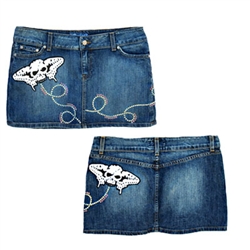 Butter skull denim skirt