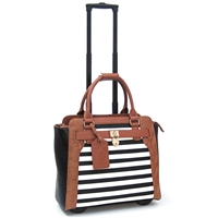 Cabrelli Sally Stripe 15 Laptop Rollerbrief in Black, White and Cognac