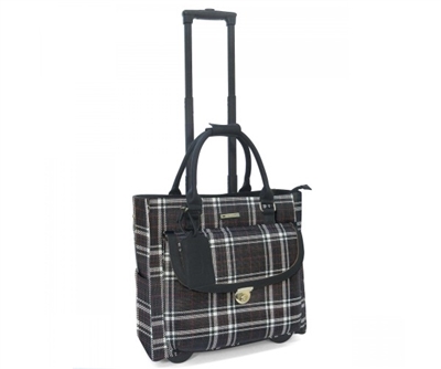 Cabrelli Petra Plaid Rolling Briefcase in Black and White