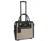 Cabrelli Bethany Basket Weave Rolling Briefcase in Sand and Black