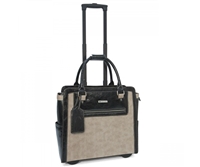 Cabrelli Bethany Basket Weave Rolling Briefcase in Sand and Black