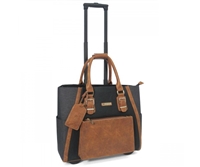 Cabrelli Becca Buckles Rolling Briefcase in Black, Cognac and Charcoal