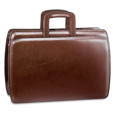 Jack Georges Elements Double Gusset Top Zip Briefcase in Cognac