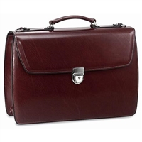 Jack Georges Elements Double Gusset Flap Over Briefcase in Burgundy