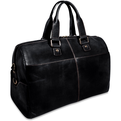 Jack Georges Voyager Leather Daybag Duffel in Black