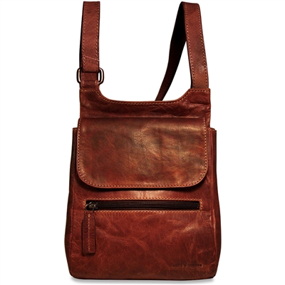 Jack Georges Voyager Slim Crossbody Messenger Bag in Brown