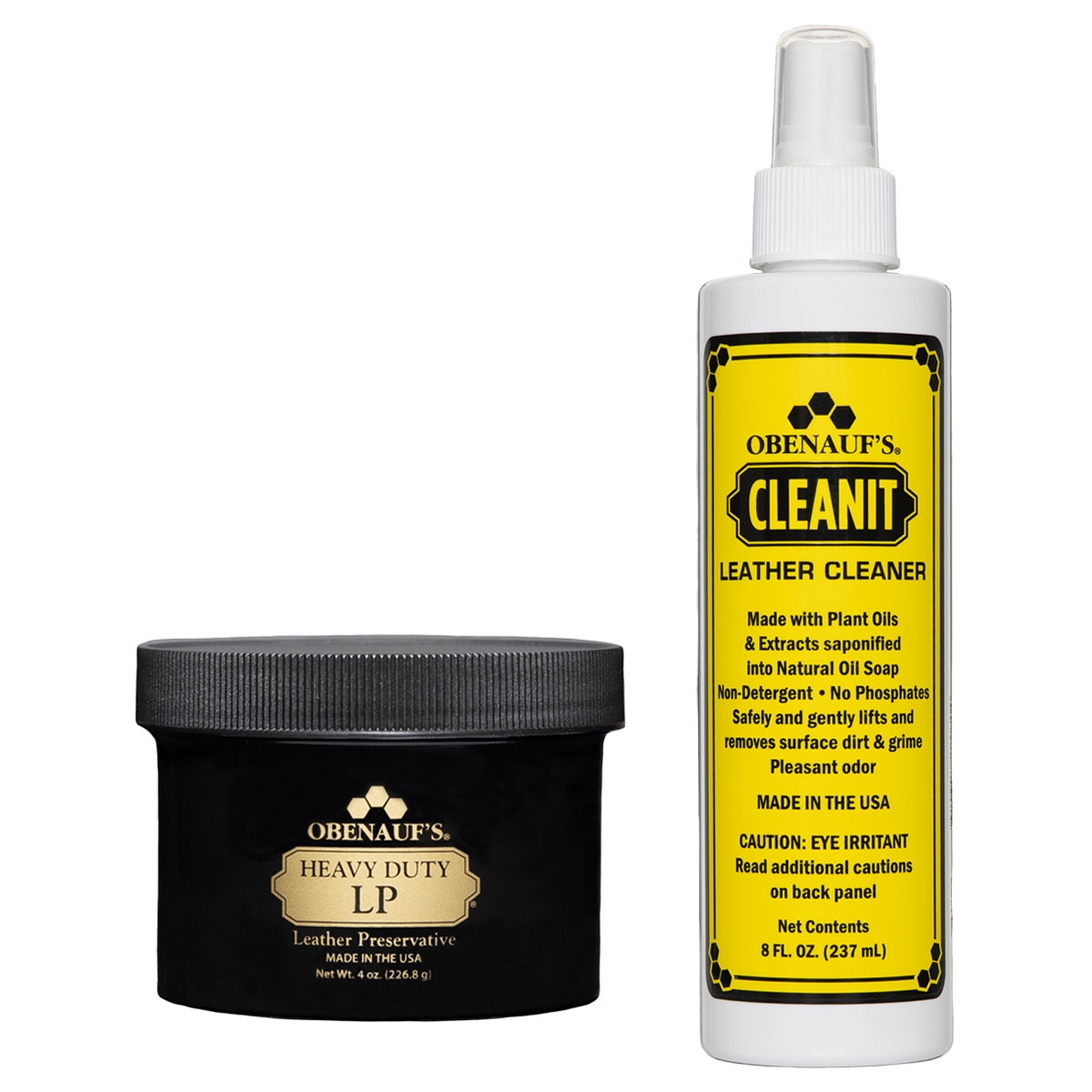 Leather Conditioner and Cleaner: 4 oz. Heavy Duty LP, 8 oz. Cleanit Leather  Cleaner - Obenauf's