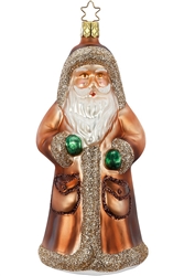 Forest Santa Claus Glass German Ornament hand crafted and hand painted. Made in Germany.