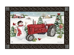 Snowman On The Farm Floor Mat by Studio M. Printed in the USA.