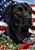 Black Lab In A Field Of Flowers With An American Flag Behind The Dog House Flag Art Work Is By Tamara Burnett