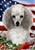 Silver Poodle In A Field Of Flowers With An American Flag Behind The Dog Garden Flag Art Work Is By Tamara Burnett